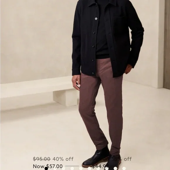 Banana Republic Slim Travel Pants-Burgundy 32W 34L - Picture 3 of 5